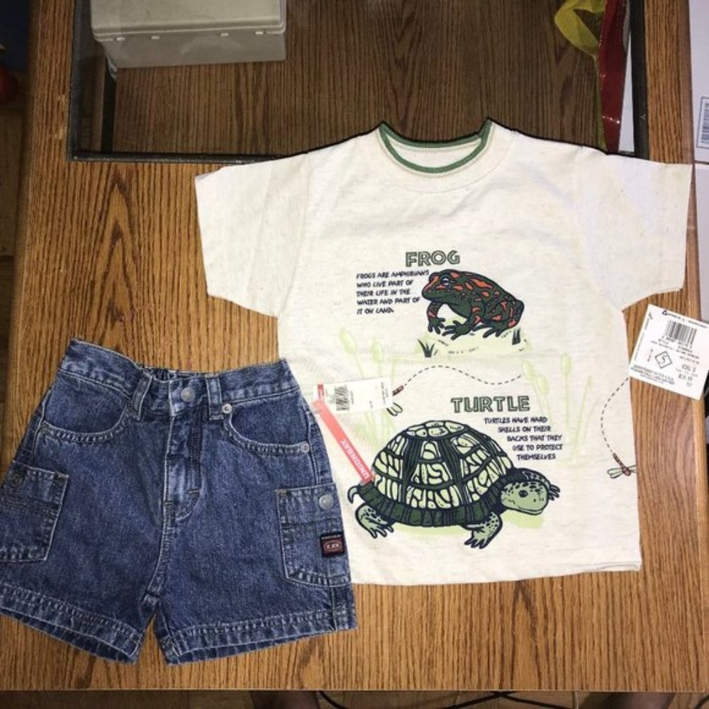 UnionBay denim shorts & Healthtex amphibian tee NWT size 5